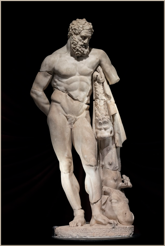 [I-005.3] Greek statue of a Powerfully Built Mature Man Tormented by Grief, Loss and Sorrow