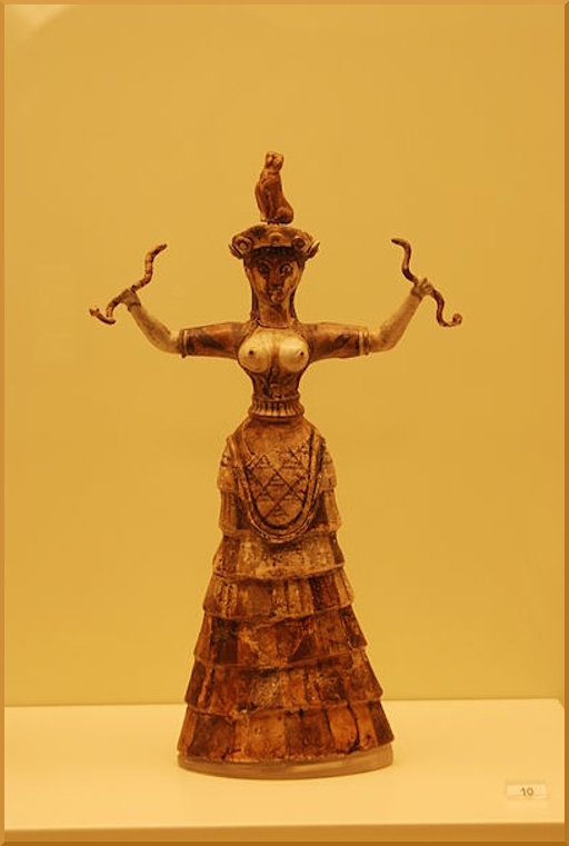 [I-006.5] Primitive Statue of a woman holding snakes